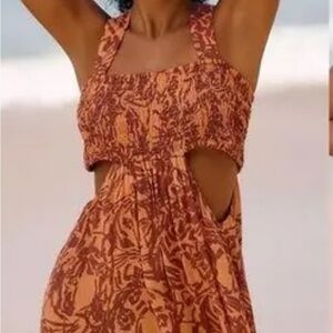 Anthropologie Terracotta and Chocolate Mini Dress